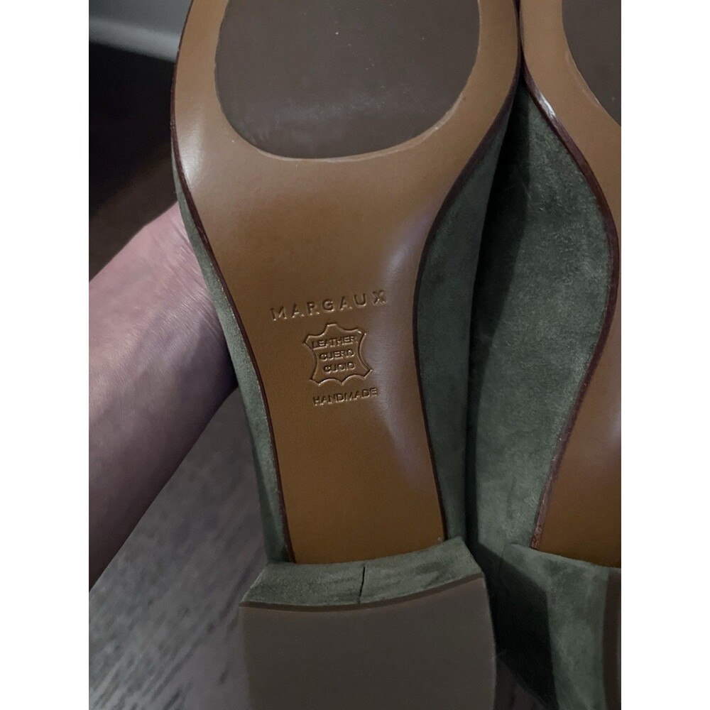 NWOT Margaux The Heel Olive Green Suede Low Pumps Size 37.5 Wide - Picture 8 of 11